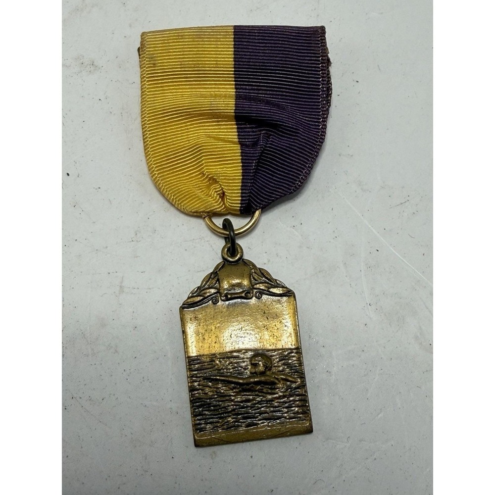 1955 Tampa AAU Swimming Medal Vintage Athletic Award Gold Tone